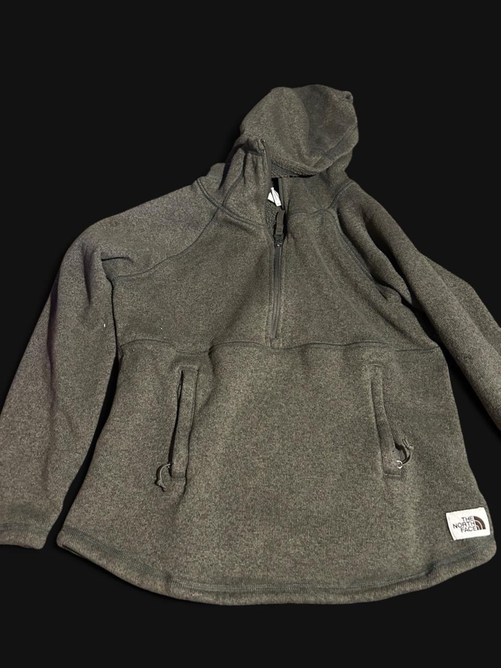 The North Face Olive Gray Half-Zip Hooded Fleece Pullover